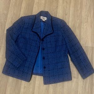 Diane Roberts 12 blue black blazer tweed jacket